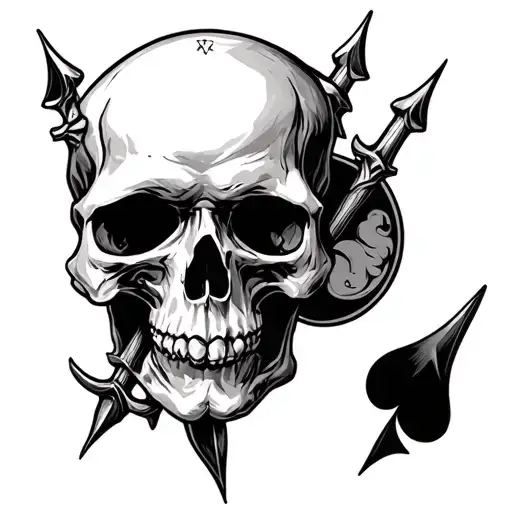 Skull Ace Of Spade Behind Trident