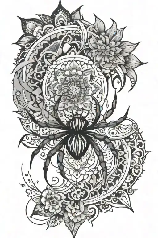 Mandala Along With Spider