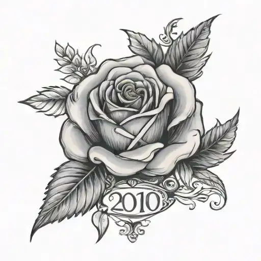 2010 In Roman Numerals With Rose