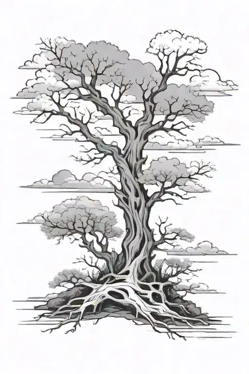 Backround Nature Scene Featuring Dead Tree And Clouds