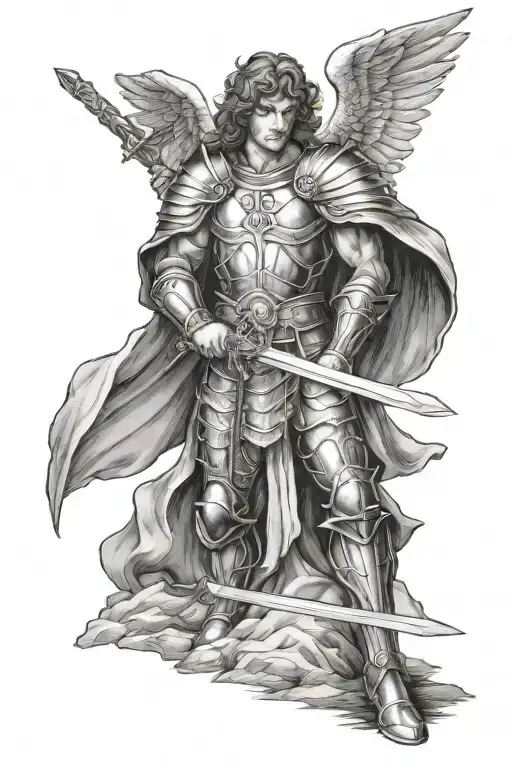 Archangel Michel Holding A Sword