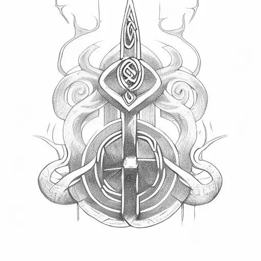 Yggdrasil With Thor's Hammer Using Celtic Design