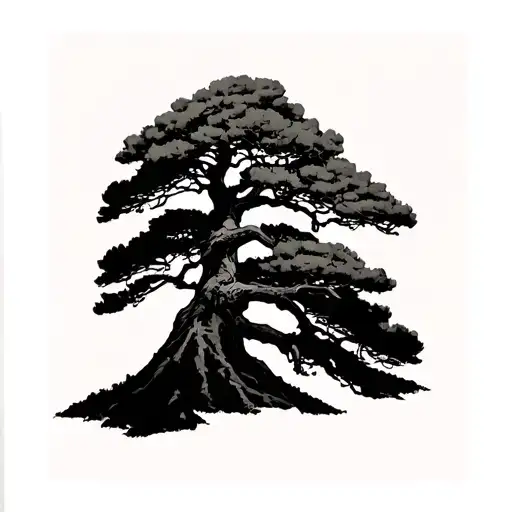 Lebanon Cedar Tree Drawn Minimalist