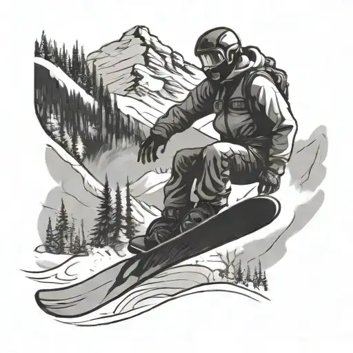 Snowboarding Man Riding Mountain In The Background