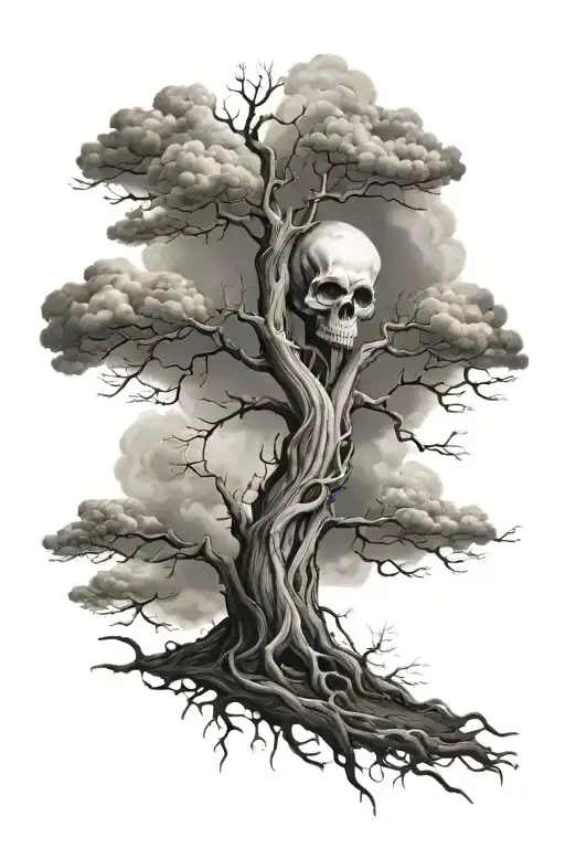 Dead Tree Featuring Clouds Surrounding Featuring Religous Elements