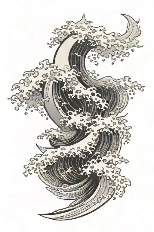 The Great Wave With An Anchor Incorporated In The Center