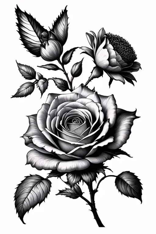 Rose Chrysantheme Concerns Asther Violette And Alouette Pied