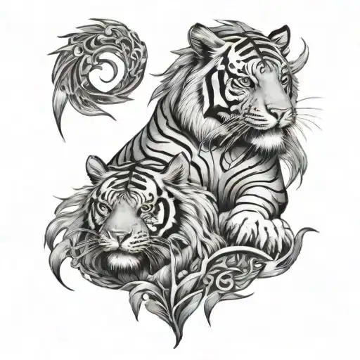 Tiger And Rooster Loving