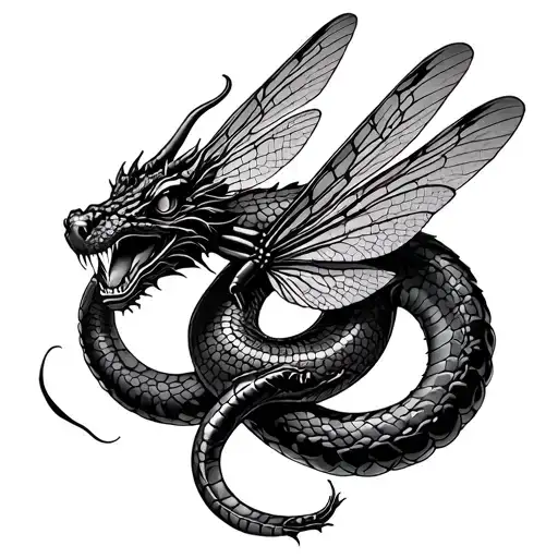 Dragon Fly And Snake