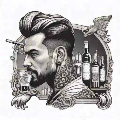 Male Flair Bartender With Hair In Bun Hair