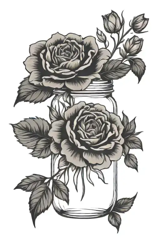 Birth Flowers In Mason Jar Jan Dec Simple Outline