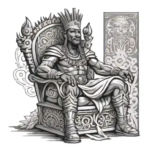 African Warrior King On A Throne Outside
