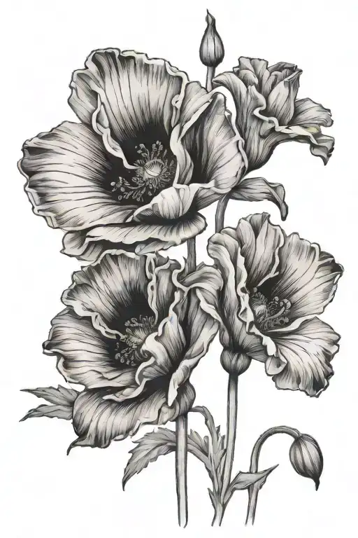 Poppy And Gladiolus And Sunflower