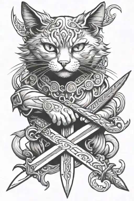 Cat And Sword Intertwined