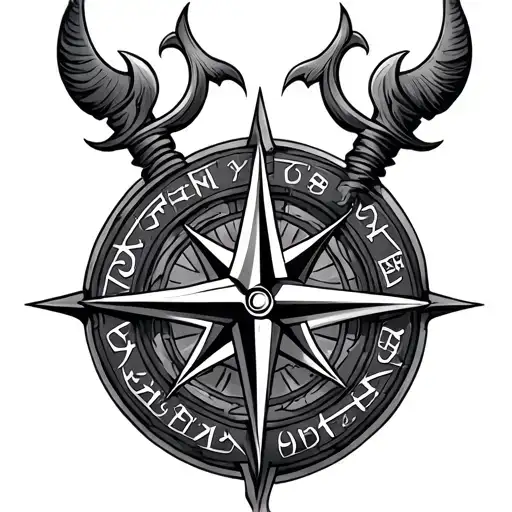 Viking Runes With Viking Compass Intertwined