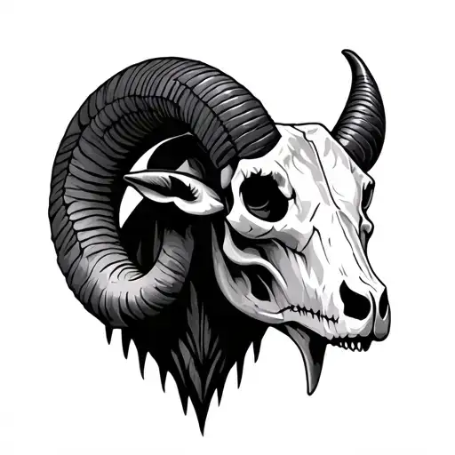 Combined Bull And Ram Skull