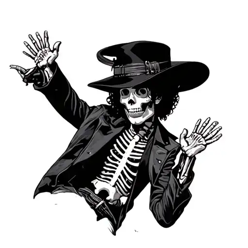 Skeleton Posed As Michael Jackson With Hat Moonwalking