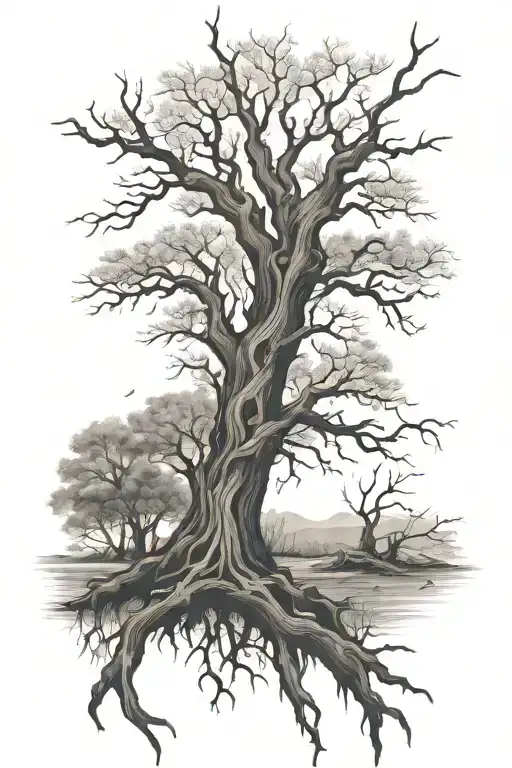 Backround Nature Scene Featuring Dead Tree