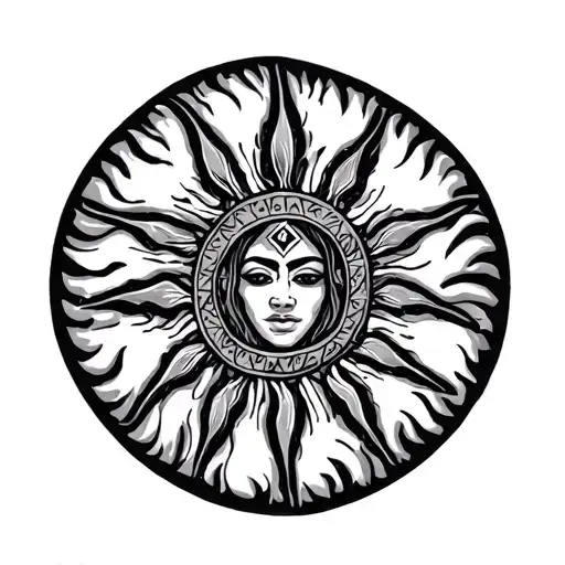 3 Star In The Sun Polynesian Tattoo Design Featuring