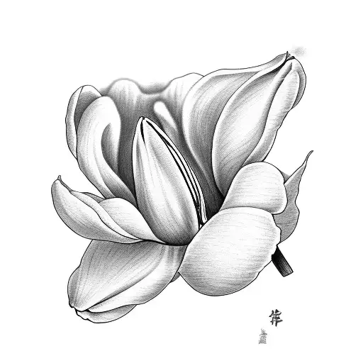 A White Tulip Going Through The Kaizen Word In Japanese