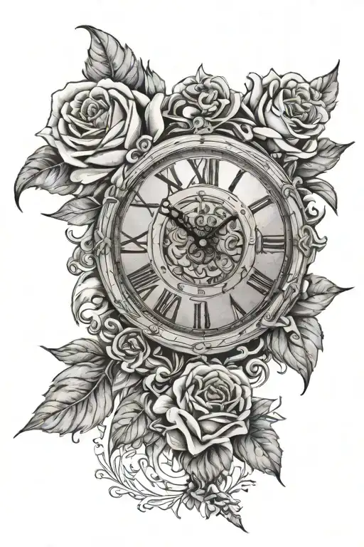 Rose Roman Numeral Clock Bible Verse Written With Eye