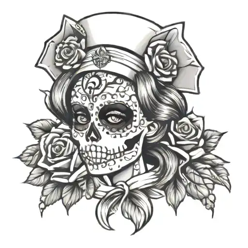 Nurse Sugar Skull Rose Hair