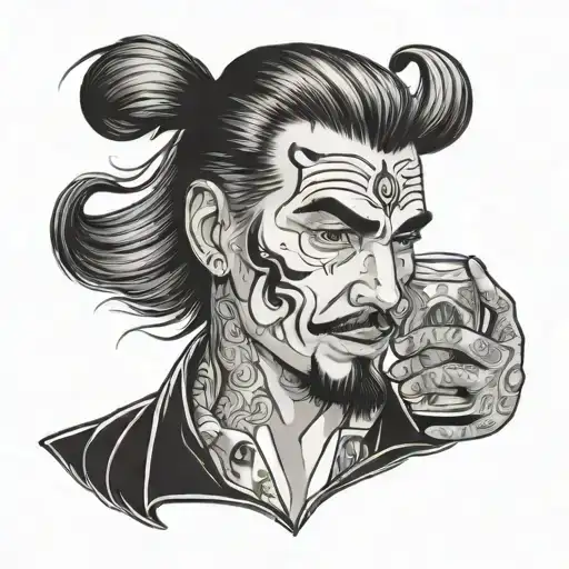 Male Flair Bartender With Long Hair In Bun Hair