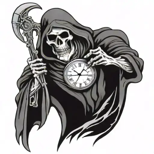 Grim Reaper With Time Clock Melting