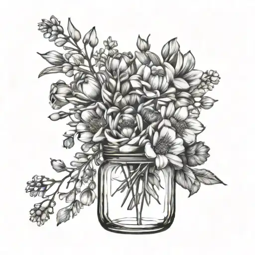 Birth Flowers In Mason Jar Jan Dec
