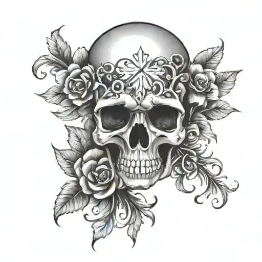 Flowers Cross Skull