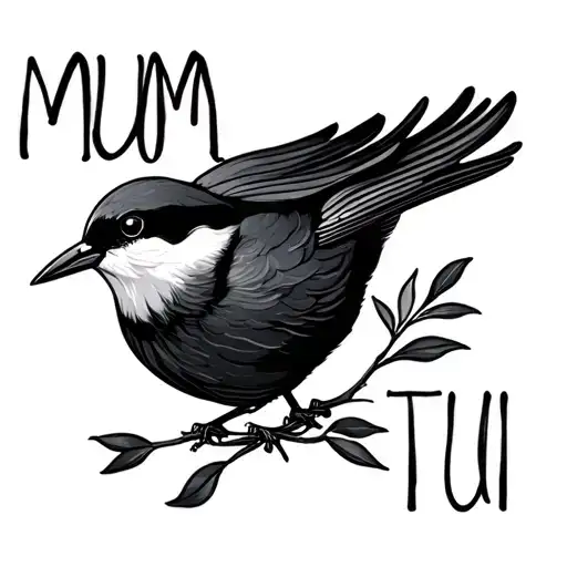 The Word Mum Next To A Simple Tui Bird