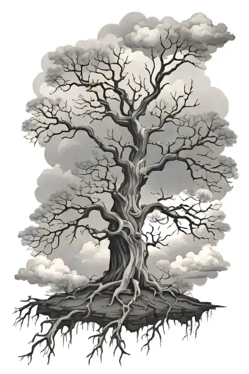 Dead Tree Featuring Clouds Surrounding