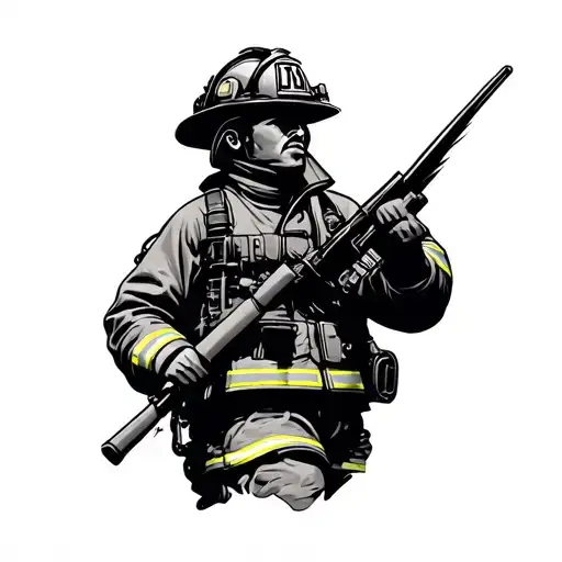 Firefighter Silhouette Surrounded