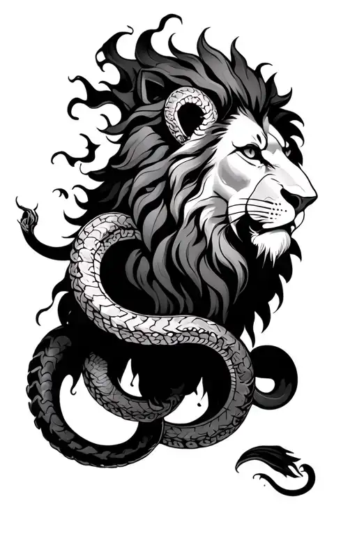 Lion With Snakes Coming Out