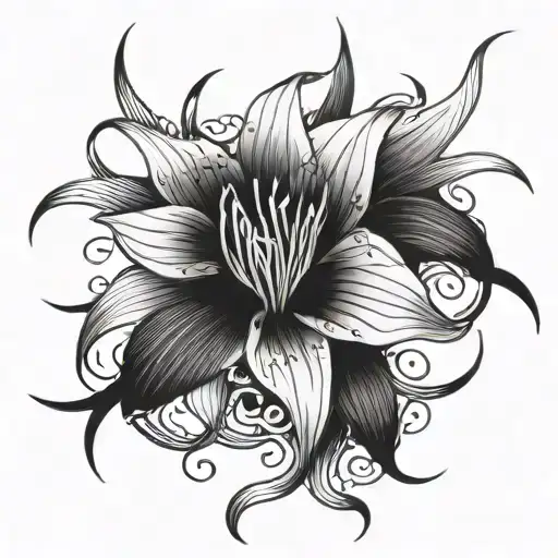 Medusa Geisha Style Design Spider Lily Tattoo Design