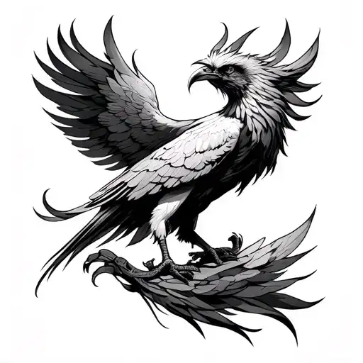 Phoenix Black And White Hand Tattoo Male