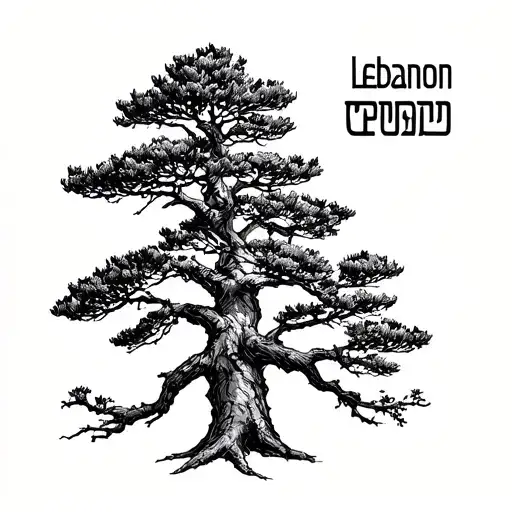 Lebanon Cedar Tree Drawn Using Phoenician Letters
