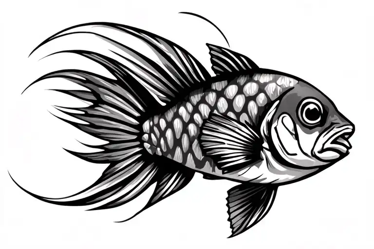 Squirrelfish Simple Bold Black Lines Tribal