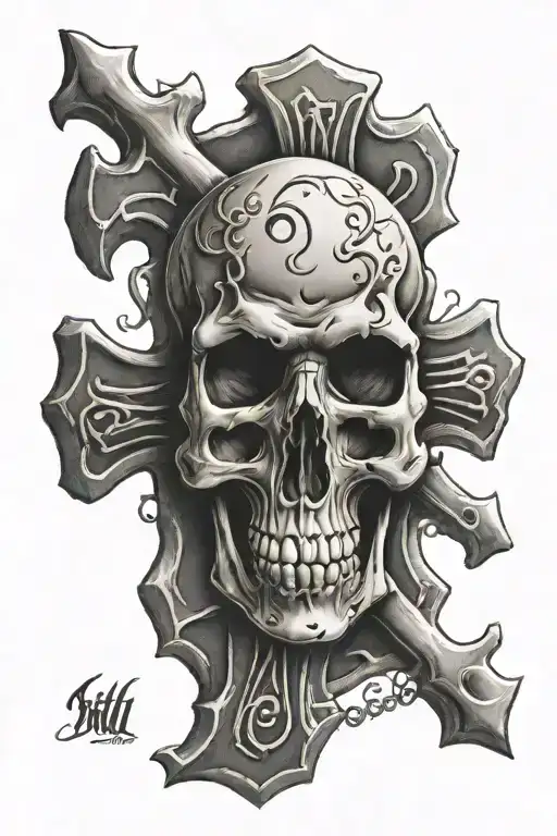 Skull Cross Bones Tomb Stone