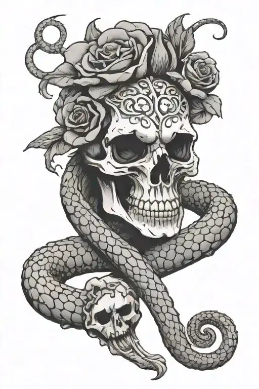 King Cobra Rose Crow Skull