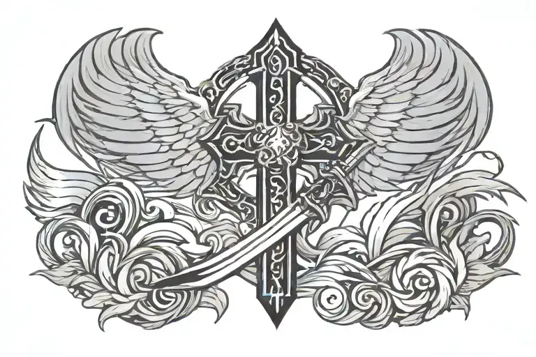 Plain Cross That Is A Sword And Has Wings