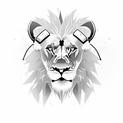 A Lion Wearing A Gaming Headset And Playing Video Games