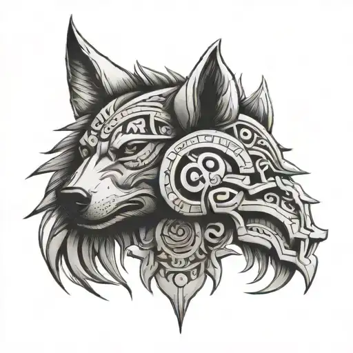 Aztec Wolf Howling