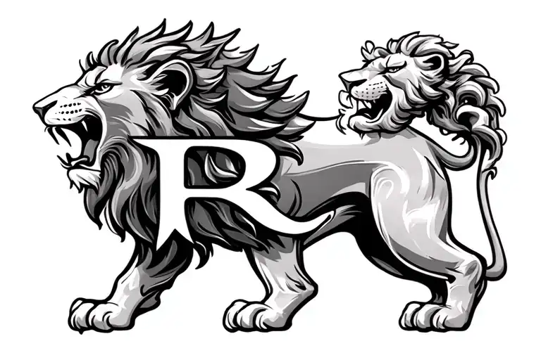 Lion Roaring With Letter R
