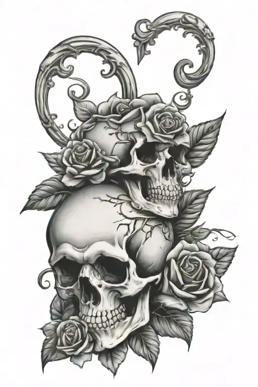 Skull Heart Roses
