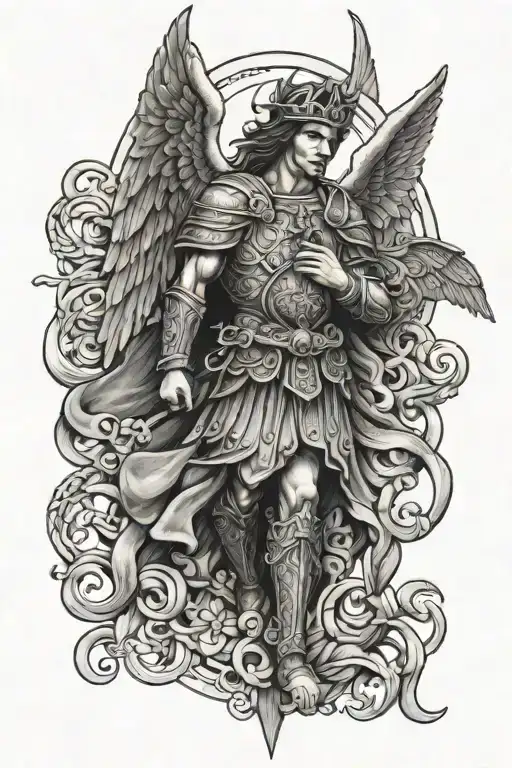 Saint Michael With Scottish Knots Around Him