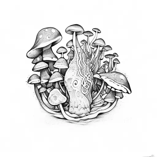 Jiu-jitsu Practitioner Grappling With A Giant Psychedelic Mushroom