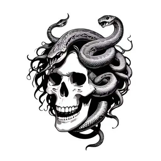 Madusa With Snakes On Skull