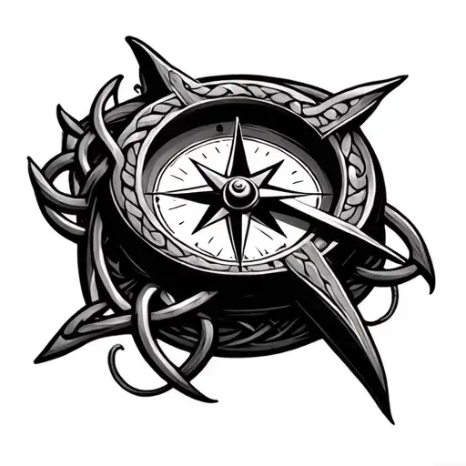 Compass With Celtic Knot Intertwined