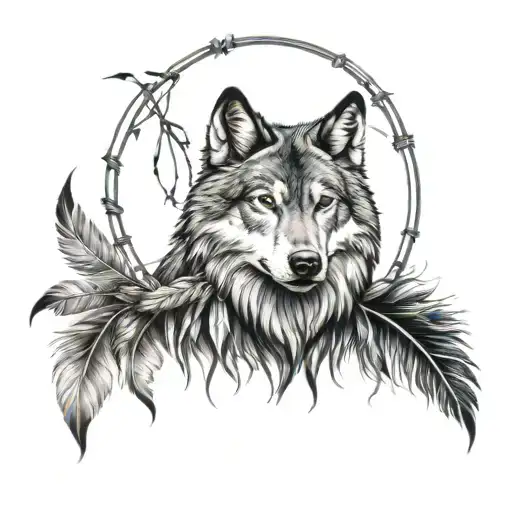 Wolf Headdress Dream Catcher Entangled